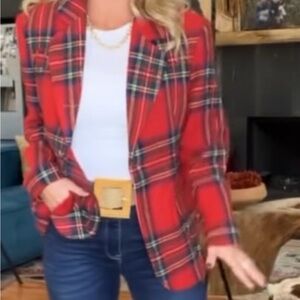 BiBi Red Tartan Women's Blazer